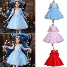 Wedding Flower Girl Tutu Dress Princess Kids Bridesmaid Birthday Party Prom Gown