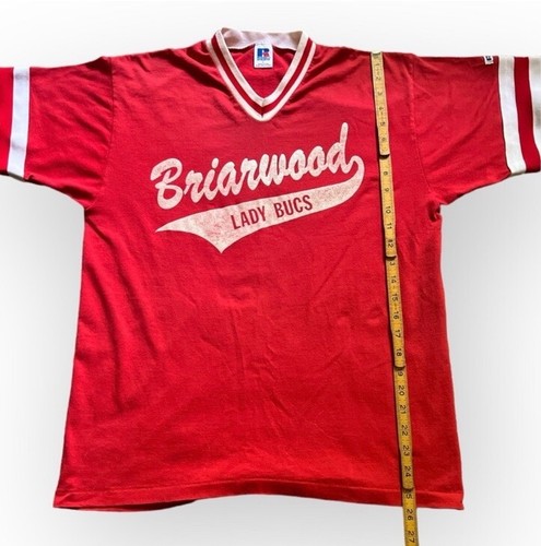 1990’s Red & White Women’s Softball Jersey, Briarwood Lady Bucs, Large, USA made - Picture 8 of 8