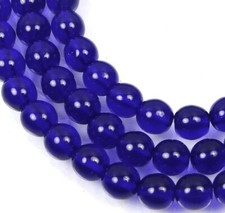 50 Czech Glass Round / Rocaille Beads - Cobalt Blue 6mm