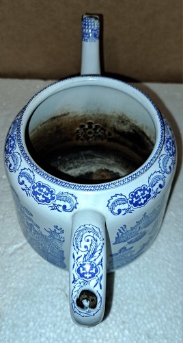 Blue Willow Metall Emaillegeschirr TEEKANNE gebraucht & geliebt 6 1/2" hoch BAUERNHAUS Landhaus - Bild 11 von 13