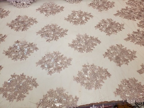 Scalloped Edge Floral Embroidered Sequin Lace- 52" Wide- Bridal/Dress/Runner - Picture 14 of 50