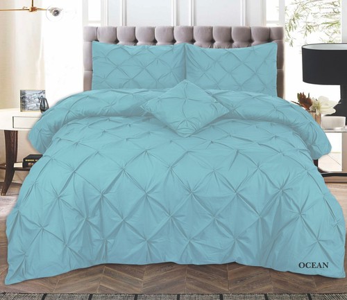 Pintuck Duvet Cover Bedding Set With Pillowcases 68-Pick 20 Colours All Sizes - Picture 5 of 37
