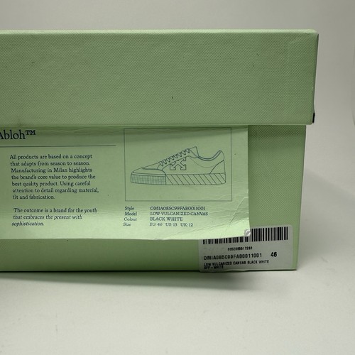 Off-White Vulcanized Men's Sneakers Size 46 EU / 13 US Black White - Picture 10 of 10