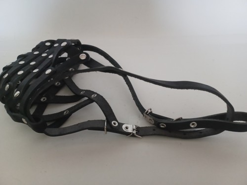 Cesta de cuero real segura bozal para perro 13"- 4" hocico Rottweiler Golden Retriever - Imagen 8 de 20