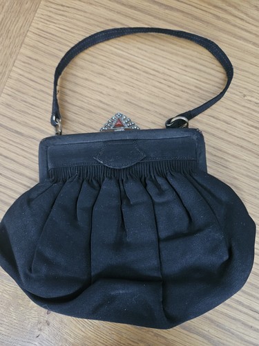 Victorian Art Deco Original Satin Bag Garnet Clasp