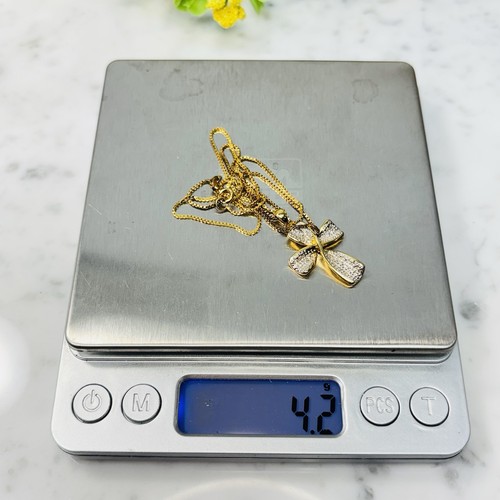 Sterling Silber Gold Vermeil 2 Ton Strukturiert Kreuz/ 925 Italien Box Halskette 18"L - Bild 12 von 12