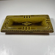 Vintage Maurice Of California P-158 Ashtray Ceramic Avocado Green 10”