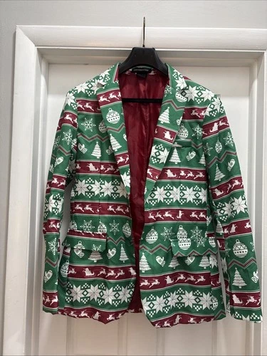 Suitmeister Christmas Holiday Mens Jacket Medium M 38-40, Long Sleeve, Excellent - product listing photo