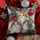 Cat Christmas Themed Cushion Cover - Sale For Our Animal Charity - 45X45cm bcc