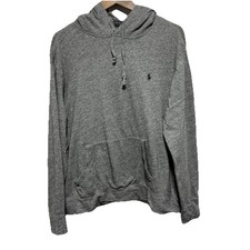 POLO Ralph Lauren Sweatshirt Mens XL Gray Hoodie Front Pocket Pony Logo Comfort