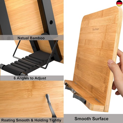 Readaeer Leseständer Bookrest Kochbuchhalter für Küche und Büro aus Bambus Fal - Bild 3 von 7