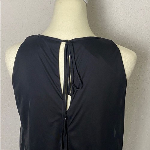 Black Lace & Sequin Sleeveless Blouson Cocktail Dress Women's Size12 - Picture 8 of 13