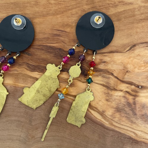 Vtg 80s Dangle Earrings Lunch at the Ritz LATR Style School Ice Cream Jewelry - Picture 5 of 14