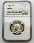 1955-P Washington Silver Quarter 25C NGC MS66 BU UNC Philadelphia US Coin BM1