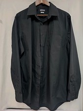 Van Heusen Tall Fit Wrinkle Free Black Button Down Dress Shirt 17 35/36 Pocket