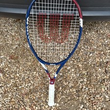 Wilson US Open Adult Tennis Racket, 4-1/2 L4 - Red White Blue