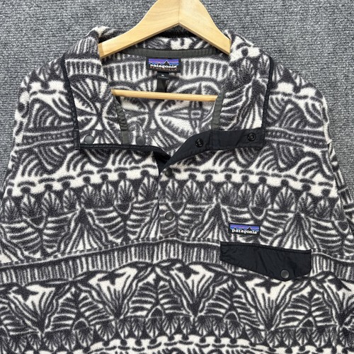 Patagonia Synchilla Fleece Mens XL Black Y2K Trade Winds AOP Snap T Fleece - Picture 2 of 9