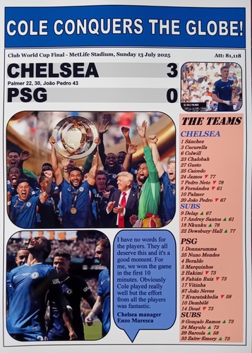 Chelsea 3 PSG 0 - 2025 World Club Cup Final - souvenir print - Picture 5 of 5