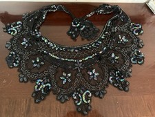 VTG Handmade Black Sequin Beaded Wrap Shawl / collar wrap