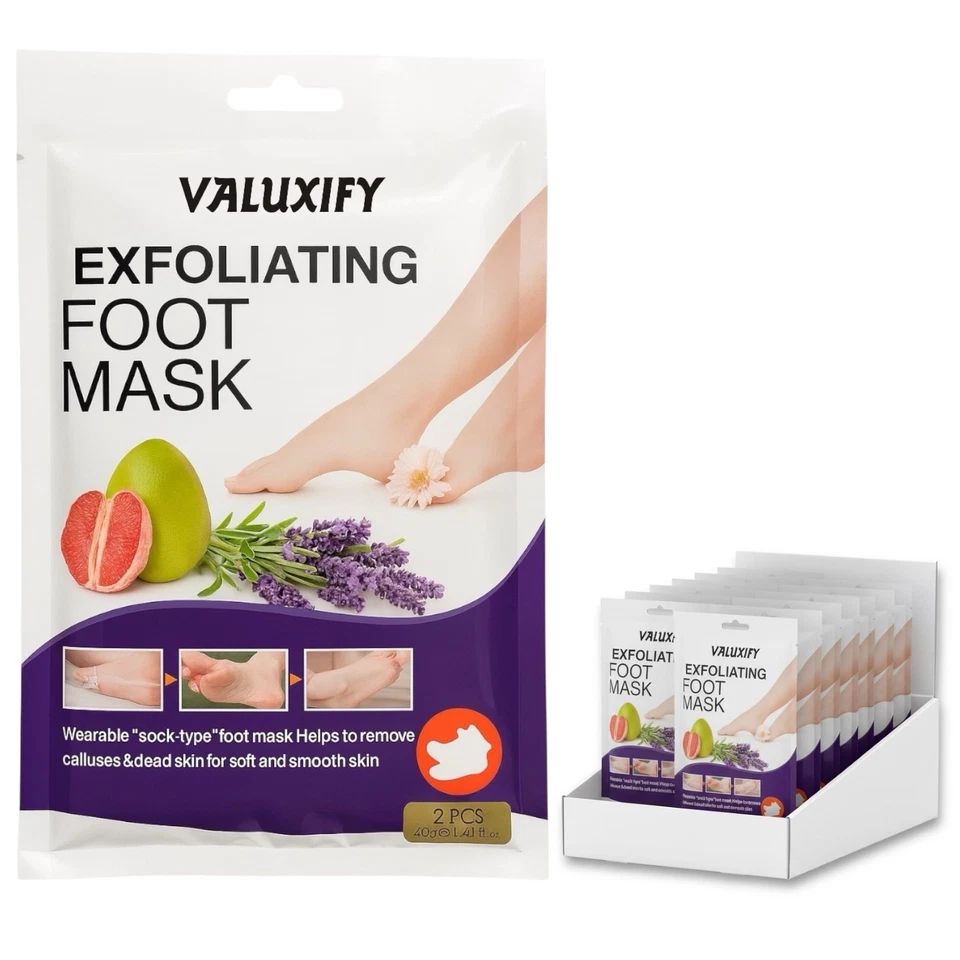 Exfoliating Foot Mask Pack of 12 | Lavender Scent | Soft Smooth Feet Peel Socks - Image 4 of 4