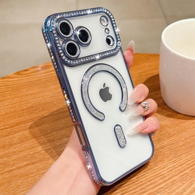 Glitter Bling Case For iPhone 17 16 Pro Max 15 14 13 Magnetic MagSafe TPU Cover