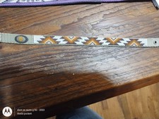 Beautiful shades of tan, hand beaded dog collar, size 18"
