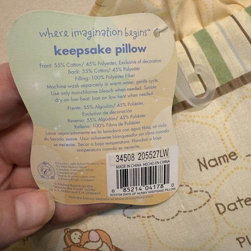 NWT! Vtg Disney Baby Winnie The Pooh Keepsake Birth Pillow Eeyore Tigger Piglet - Picture 5 of 11