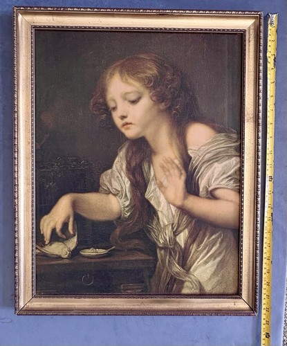 Painting Oil On Panel OfGreuze By Louvre Muséum Copyist Atelier Dagher D. 1981. - Bild 4 von 8