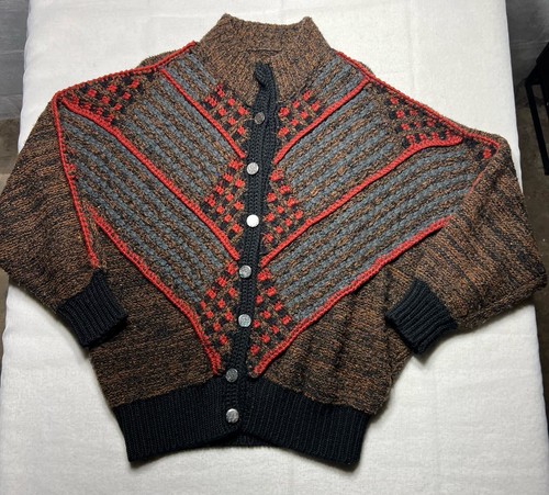 Cárdigan suéter vintage para hombre con botones geométrico Chevron sin marca sin talla - Imagen 1 de 7