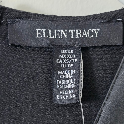 Ellen Tracy Kleid Ponte Flare Neu mit Etikett Damen Extra Small schwarz Kunstlederbesatz - Bild 8 von 12