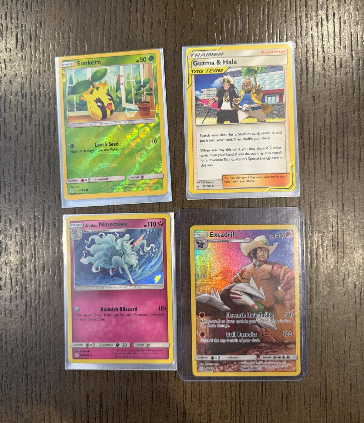 Pokemon TCG Cosmic Eclipse 4 Card Lot Excadrill (246/236) Ninetales, Mint