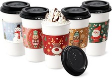 Fit Meal Prep 50 Pack 16 oz Christmas Disposable Coffee Cups 16 oz, 