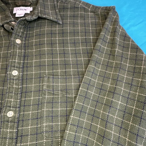 Camisa de franela pesada J.Crew para hombre grande verde a cuadros abotonada informal - Imagen 6 de 15