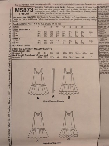 McCALL'S MISSES PULLOVER DRESSES & SASH M5873 Sewing Pattern UNCUT SZ 4-12 - Picture 4 of 8