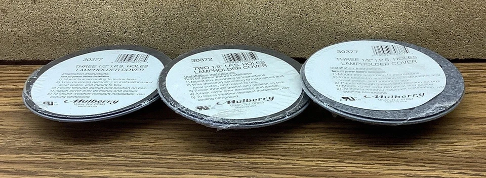 LOT OF 3 Mulberry 30377 Three 1/2” I.P.S. Holes Round Box Lamp holder Cover - Image 2 of 4