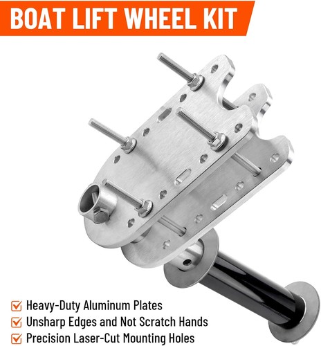 Boat Lift Wheel Kit, Set of 2, Boat Lift Wheel Bracket, Aluminum Mounting Plates - Picture 3 of 20