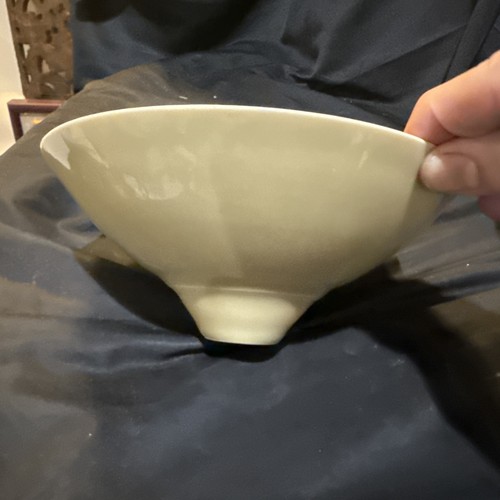 Peter Lane Studio Pottery Celadon Glaze Ribbed Bowl 3x7 1/2 In - Picture 7 of 12