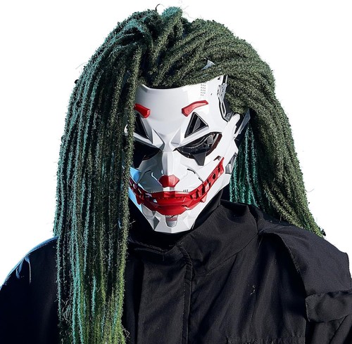 Moderne geometrische Clown Maske, weiß/rot - Bild 3 von 10