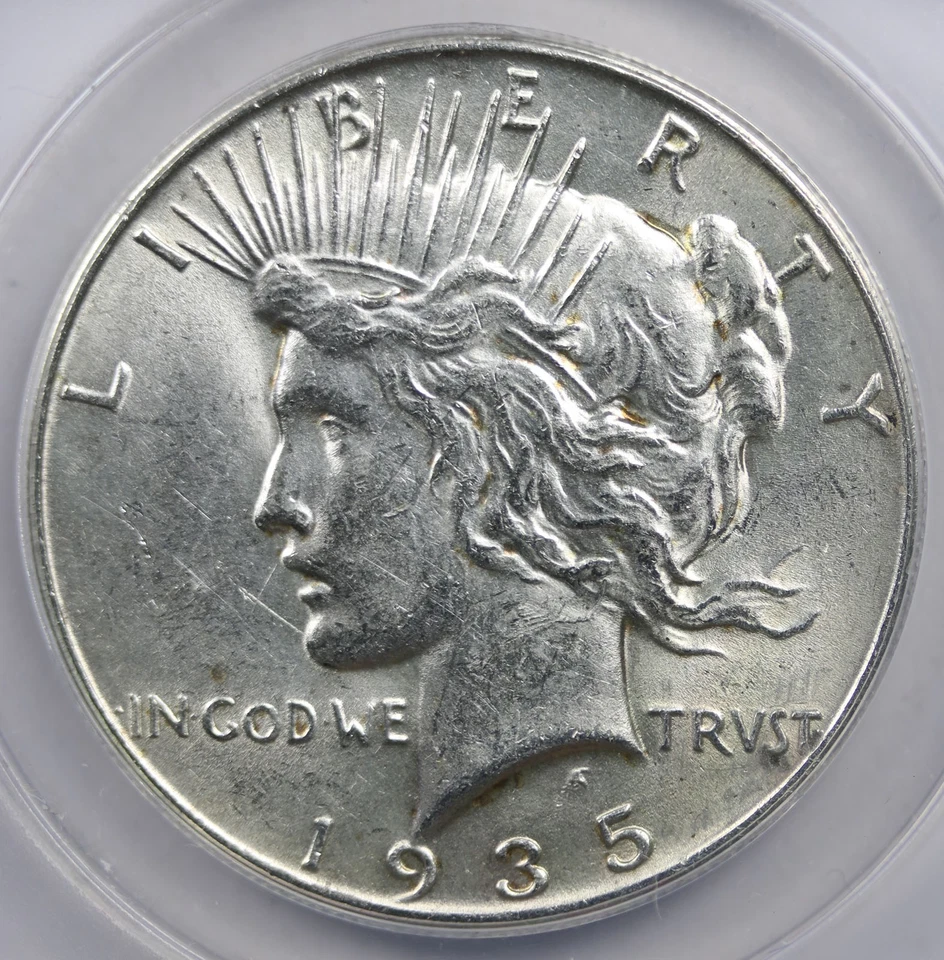 1935 Peace Dollar $1 AU 55 ANACS - Image 3 of 4