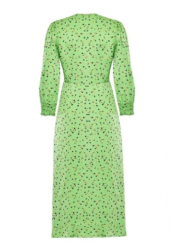 Ghost London Lotte Kleid Gr. XS Blumen Rüschen Grün Tee-Kleid Midi Länge - Bild 12 von 12