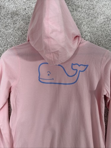 Vineyard Vines Hoodie Beach Cover Up Dress LS Girls Large Whale Pink Blue - Picture 7 of 13