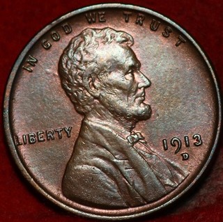 Uncirculated 1913 D Denver Mint Copper Lincoln Wheat Cent