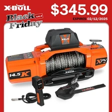 X-BULL 14500LBS Electric Winch 12V Synthetic Rope Trailer Towing Truck Jeep 4WD