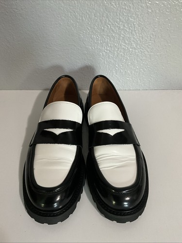 Mocassino donna penny giovedì tutti i giorni suola a strappo vernice nero bianco taglia 10 - Foto 3 di 9
