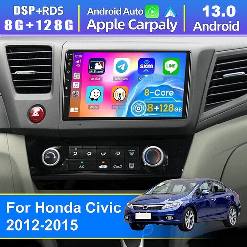Radio estéreo para automóvil Carplay 8G+128G Android 13 GPS WiFi para Honda Civic 2012-2015 - Imagen 4 de 19