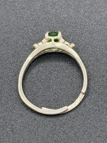 Sterling Silver Lab Emerald Ring Size 6.00 Adjustable R30 - Picture 5 of 11