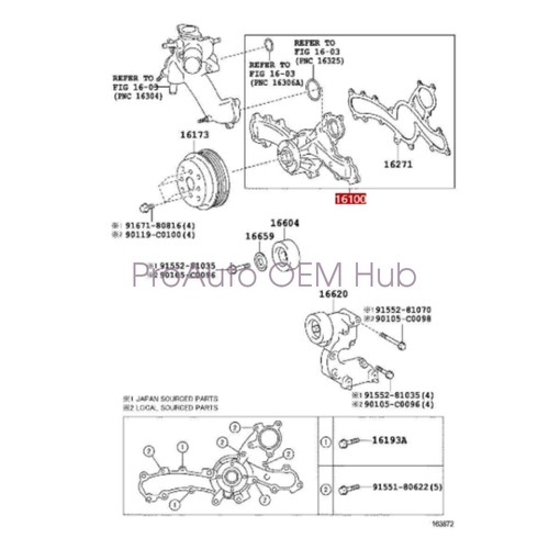 1610039435 OEM INA Engine cooling water pump For 2016 LEXUS GS450H IS300 RC300 - Picture 5 of 5