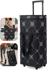 Foldable Rolling Bag, Portable Small Shopping Cart with Wheels, Collapsible Shop