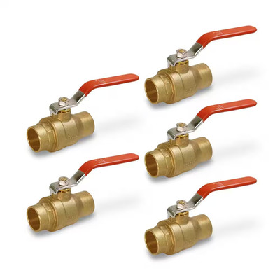 Premium Brass Gas Ball Valve, with 1-1/4 In. SWT Connections (5 Pack)
