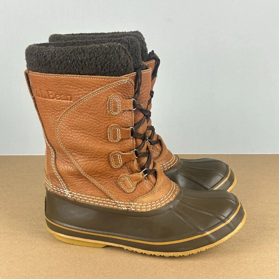 L.L. Bean Snow Boot Pac Botas de Pato Impermeables para Mujer 6 Marrón Alto Con Cordones Foto 3 de 4